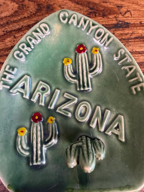 Ceramic Arizona Grand Canyon State Souvenir Dish with Cactus Motif