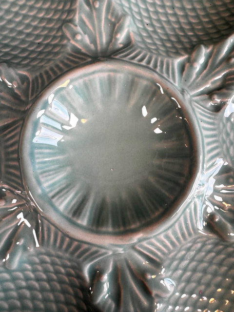 Vintage Bordallo Pinheiro Portugal Turquoise Six Fish Oyster Plate