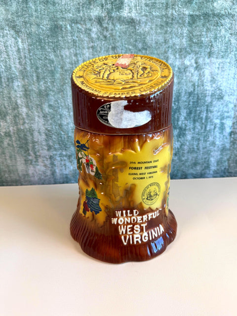 Wild Wonderful West Virginia Ceramic Liquor Bottle by Royal Halburton China, 1975