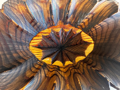 Hand Carved Wooden Decorative Bowl with Leaf Motif
