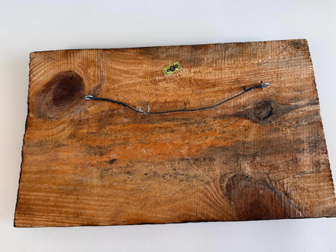 Wood Plaque with Metal Deer and Trees Relief