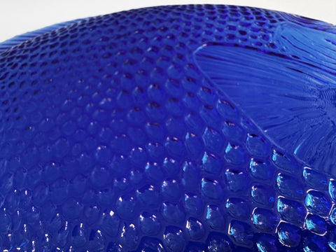 Blue Pressed Glass Fish-Shaped Dish