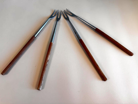 Set of 4 Fondue Forks with Wooden Handles by Trend Pacific