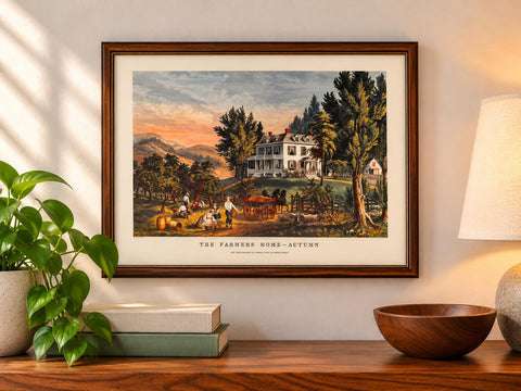 The Farmers Home - Autumn by The Columbus Bank Note Company Lithographers