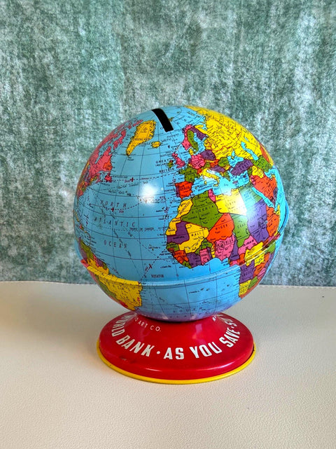 Vintage Ohio Art Co. World Bank Globe Coin Bank