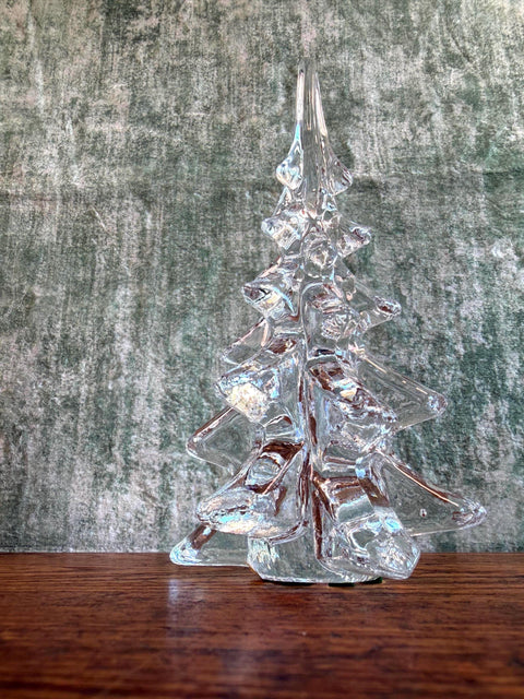 Clear Glass Christmas Tree Figurine by W.A.R. Made in Taiwan