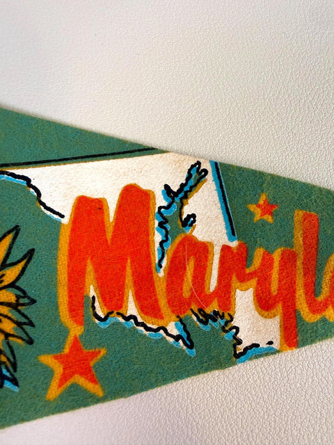 Vintage Maryland Felt Pennant with Sun and State Design