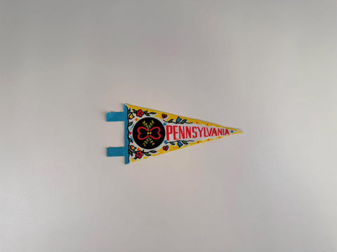 Vintage Pennsylvania Felt Souvenir Pennant with Folk Art Design