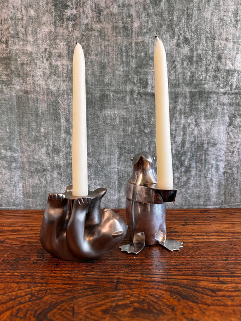 Vintage Restoration Hardware Silver Penguin Candle Holder
