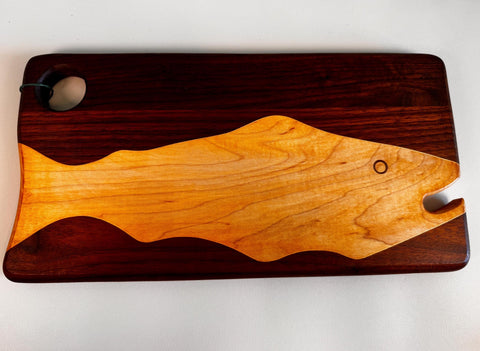 Handcrafted Maple & Walnut Fish Cutting Board – Mystic Woodworks Maine