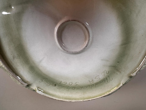 Antique Green Ceramic Bowl with Leaf Design by Maddux of Calif